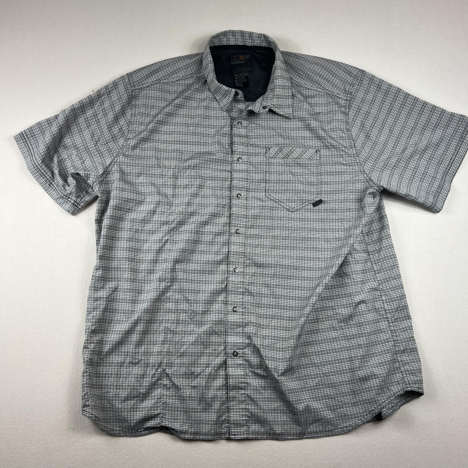 5.11 Tactical Shirt Mens Extra Large Gray Plaid Button Up Performance Outdoors